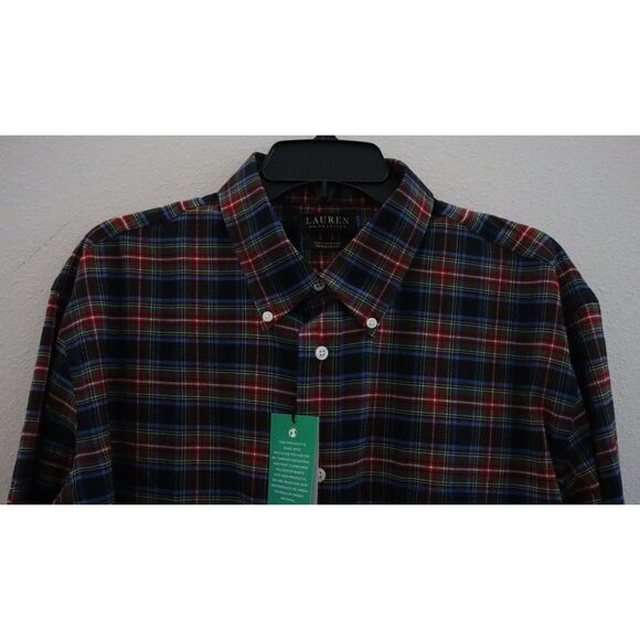 Ralph Lauren Men's Sz XL Black Multi Plaid Ultra Flex L/S Collared Shirt $80 - Picture 3 of 7